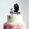Couple Silhouette Cake Topper, Wedding Mr & Mrs Cake Topper, Black Acrylic Wedding Cake Topper, Custom Mr Mrs Cake Topper, Anniversary Baptism Cake Topper view 2