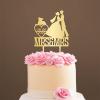 Personalized Mrs And Mrs Funny Cake Topper Lesbian Wedding Cake Topper with Dog Mrs Mrs Wedding Cake Topper with Cat Wedding Cake Topper Rustic (Mirror Gold Acrylic) view 1