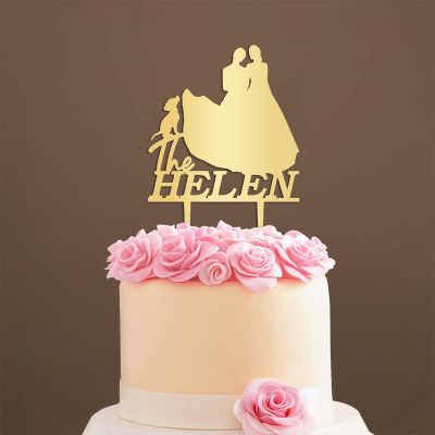 Personalized Cake Topper for Wedding Lesbian Wedding Cake Topper with Dog Mrs And Mrs Wedding Cake Topper with Cat Same Sex Cake Topper (Mirror Gold Acrylic)