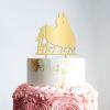 Personalized Cake Topper for Wedding Lesbian Wedding Cake Topper with Dog Mrs And Mrs Wedding Cake Topper with Cat Same Sex Cake Topper (Mirror Gold Acrylic) view 4