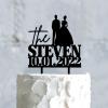 Couple Silhouette Cake Topper, Mr And Mrs Cake Topper, Black Acrylic Cake Topper for Wedding, Custom Cake Toppers for Wedding/Anniversary, Script Cake Toppers for Wedding view 4