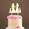 Bride And Groom Cake Topper with Pet, Mr & Mrs Rustic Wreath Couple's Names Cake Topper, Wood Monogram Wedding Cake Topper Personalized, Custom Mr Mrs Cake Topper, Funny Cake Toppers for Wedding view 1