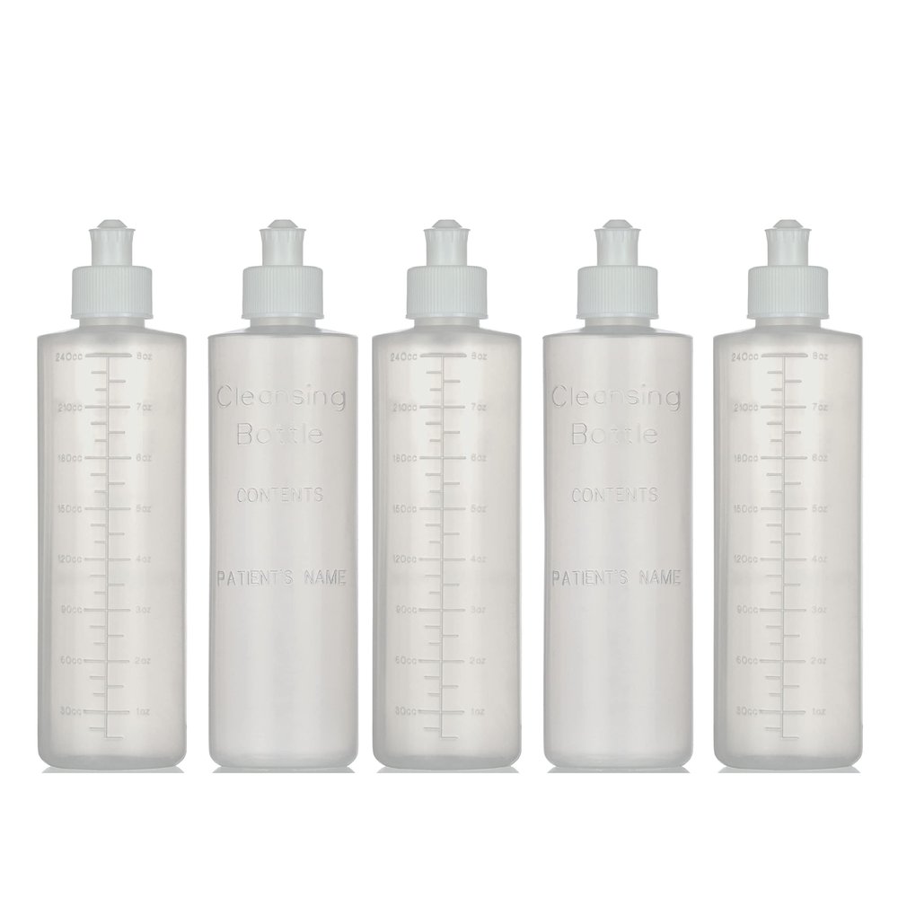 Perineal Lavette Irrigation Bottle for Postpartum Care - After-Birth Essentials for Mom to Soothe and Clean Perineal Area - Premium Portable Bidet for Women - 8OZ (Pack of 5)