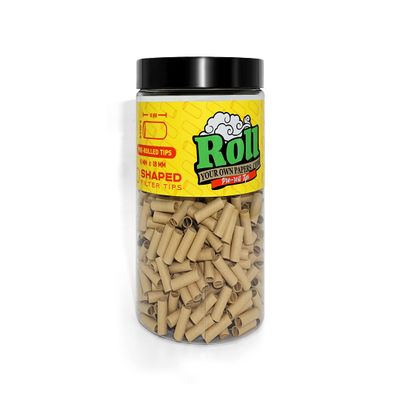 ROLLYOUROWNPAPERS Natural Unbleached Pre-Rolled Filter Tips, 6mm - Bottle of 500 Tips