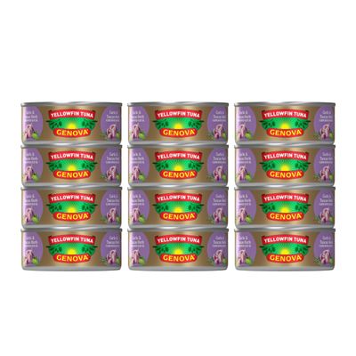 Genova Premium Yellowfin Tuna in Garlic and Tuscan Herb Infused Olive Oil, 5 Ounce Can (Pack of 12), Wild Caught, Solid Light