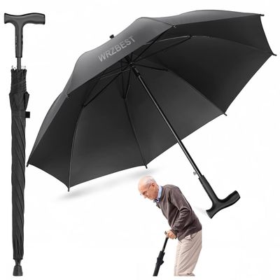 2-in-1 Walking Sticks Umbrella - Windbreak Ribs Walking Cane Umbrella Lightweight, Windproof, Heavy-Duty Frame- Ideal Father's Gift for Climbing, Hiking, Hanging Out on Raining