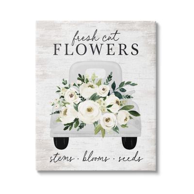 Stupell Industries Fresh Cut Flowers White Roses Carnations Truckload, Design by Lettered and Lined