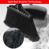 Tiumso 3-Pack Heavy Duty Broom, Commercial Broom with 55" Long Handle Outdoor Indoor, Industrial Brooms for Sweeping Garage Concrete Courtyard Patio Home Kitchen Office - All Black view 2