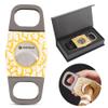 KEENSUN - Zinc Alloy Cigar Cutter Guillotine Stainless Steel Double Blade, Portable Cigar Cutter Tool with Crack Texture Shell (Yellow) and Gift Box view 1