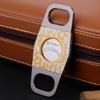 KEENSUN - Zinc Alloy Cigar Cutter Guillotine Stainless Steel Double Blade, Portable Cigar Cutter Tool with Crack Texture Shell (Yellow) and Gift Box view 2