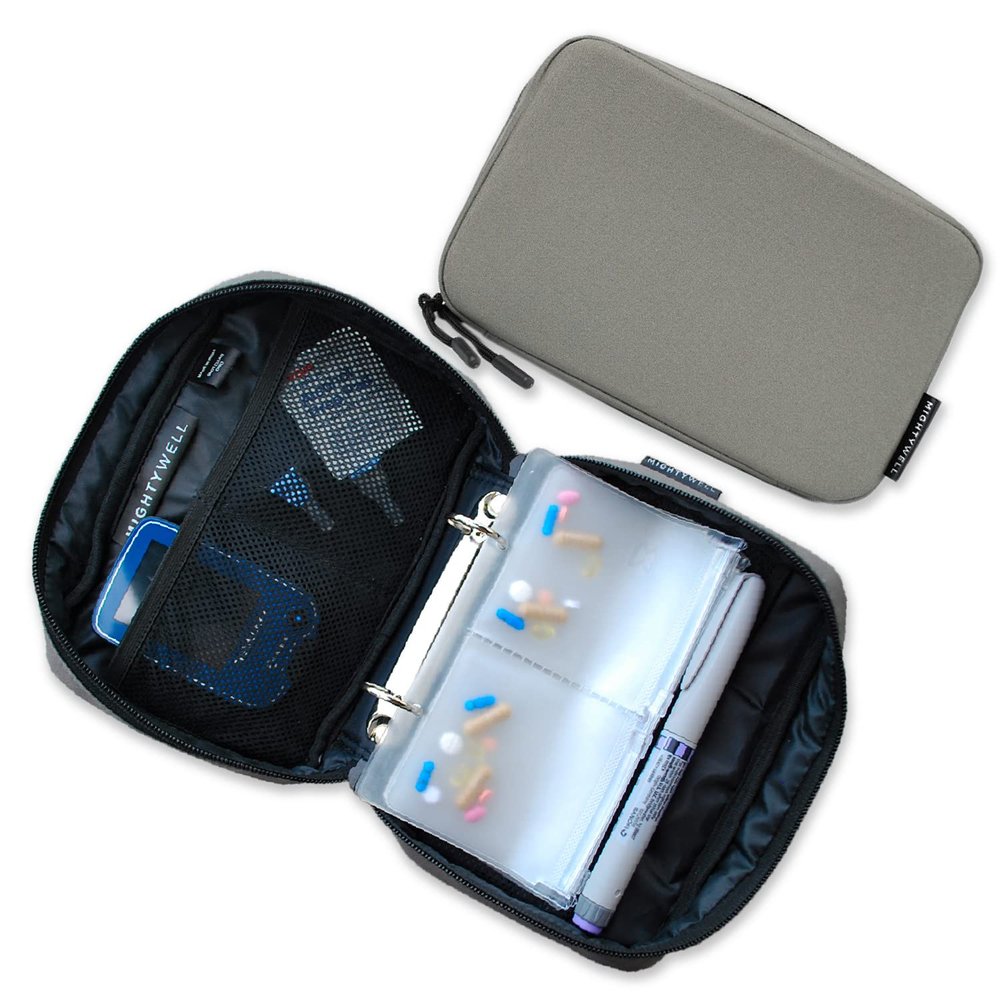 Mighty Well Diabetic Supplies Travel Case, Storage Bag for Glucose Meter and Other Diabetic Supplies (Bag Only), Self Care Case (Steel)