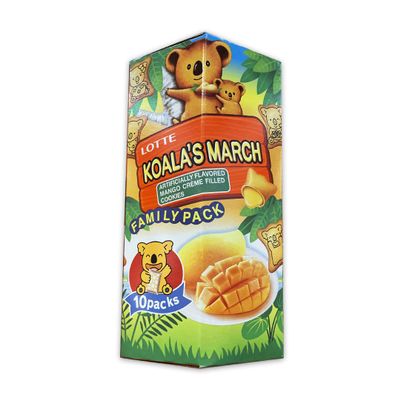 Lotte Koala No March Mango Family Pack (6.89oz). Cute koala biscuits in a value size. Great for sharing! (TCS-14 R-2) - Pack of 6