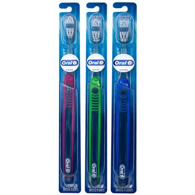 Oral-B Indicator Flat Trim Toothbrush, 30 Soft (Colors Vary) - Pack of 3