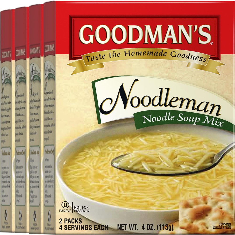 Goodmans Noodle Soup Mix, 4oz (4 Packs of 2 Soup Packets) Home-Style Flavor, Low Fat