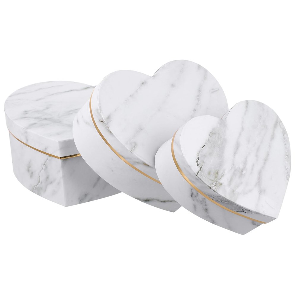 jojofuny 3pcs Heart-shaped Flower Storage Box Elegant Marble Design for and Flexible Packaging for Valentine Day Birthdays and Special Occasions