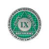 9 Year Sobriety Coin | Legacy AA Chip | Thick Triplate Recovery Anniversary Token (Green) view 2