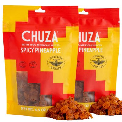 CHUZA Dried Chilli Pineapple Bites, Spicy Dried Pineapple Mexican Candy Chilli Spiced Pineapple Combos Snacks with Real Fruit Flavors for Adults and Children, Pack of 2