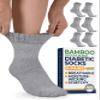 Pembrook Bamboo Viscose Diabetic Socks for Women & Men - 6 Pairs Ankle Neuropathy Socks | Stretch Top for Swollen Feet | Gray view 1