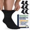 Pembrook Bamboo Viscose Diabetic Socks for Women & Men - 6 Pairs Ankle Diabetic Socks for Men 9-12 for Swollen Feet & Neuropathy | Moisture Wicking | Black view 1