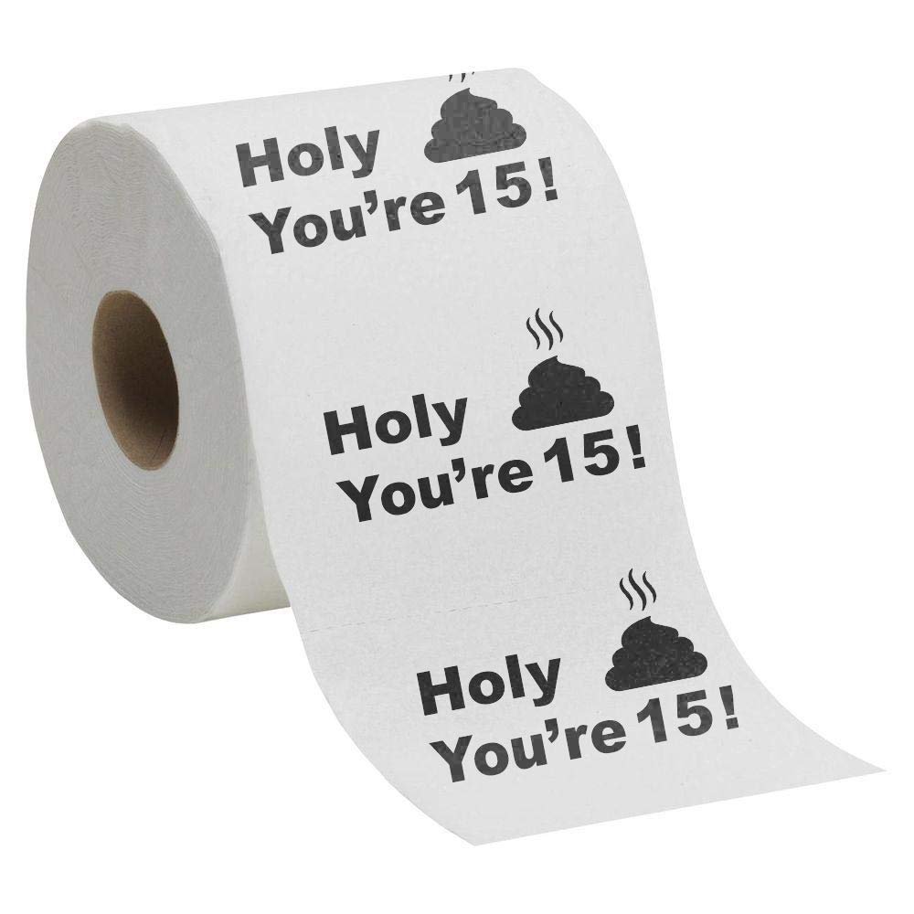 15th Birthday Decorations Toilet Paper for Boys & Girls - Funny Design Novelty Great Hilarious Gag Gift - Eco-Friendly, Ultra Soft & Comfortable - Perfect for Birthday Christmas & Party Supplies