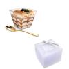 supernal 100pcs Square Plastic Dessert Cups (4oz) with 100pcs Mini Gold Plastic Spoons with 100pcs Silver Dessert Fork Perfect Choice for Wedding and Party view 1