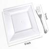 supernal 100pcs Square Plastic Dessert Cups (4oz) with 100pcs Mini Gold Plastic Spoons with 100pcs Silver Dessert Fork Perfect Choice for Wedding and Party view 3