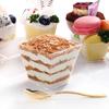 supernal 100pcs Square Plastic Dessert Cups (4oz) with 100pcs Mini Gold Plastic Spoons with 100pcs Silver Dessert Fork Perfect Choice for Wedding and Party view 4
