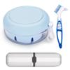 Denture Case with Brush & Portable Toothbrush Box, 100% No-Leak Retainer Box Set for Traveling Perfectly, Retainer Cup with Strainer & Mirror for Denture, Mouth Guard, Aligner (BLUE) view 1