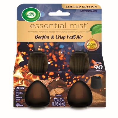 Air Wick Essential Mist Twin Refill Bonfire & Crisp Fall Air, 2 Refills