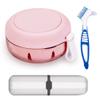 Denture Case with Brush & Portable Toothbrush Box, 100% No-Leak Retainer Box Set for Traveling Perfectly, Retainer Cup with Strainer & Mirror for Retainer, Mouth Guard, Aligner & Denture (PINK) view 1