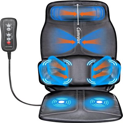 comrelax Back Massage Cushion with Compress, Vibration Seat Massage Chair Pad,3 Modes & 3 Intensities Back and Neck Massage for Muscle Fatigue Stress Relief