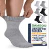 Pembrook Bamboo Viscose Diabetic Socks for Women & Men - 6 Pairs Ankle Stretch Top Mens Diabetic Socks | Neuropathy | Black, Gray, White view 1