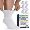 Pembrook Bamboo Viscose Diabetic Socks - 6 Pairs Ankle Socks for Women & Men, Swollen Feet & Neuropathy | Non-Binding view 1