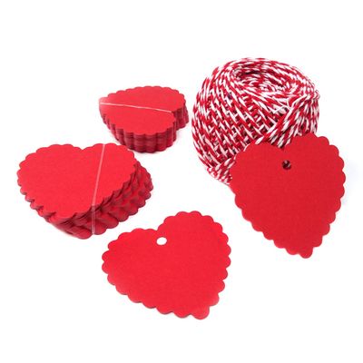 Honbay 100PCS Love Heart Kraft Paper Gift Tags Blank Hanging Tags with String Clothing Price Tags Wedding Party Tags Christmas Tree Tags Bookmarks Tags