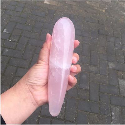 18CM Natural Rose Quartz Crystal Massage Yoni Wand for Woman Health OR Gift