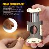 XIFEI Cigar Cutter V-Cut,3 in 1 V Cutter with Cigar Punch Cigar Stand Sharpest 440 Stainless Steel Cut Blade Ergonomic Design Secure-Lock 55 Ring Gauge Portable Cigar Clipper with Gift Box (Grey Gold) view 4