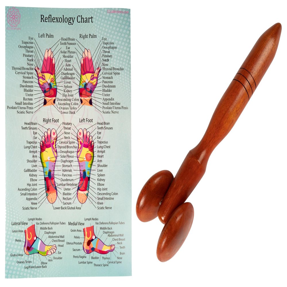 CCcollections Wood Therapy Massage Tools, Reflexology Wooden Stick Tool, Traditional Equipment for Relieving Muscle Pain Body Lymphatic Drainage Massager - (Set H)