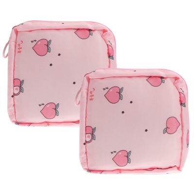 COHEALI 2pcs Napkin Storage Bags for Girls Portable Travel Pouches for Feminine Products Cute Cartoon Design Concealed Zipper for Easy Access