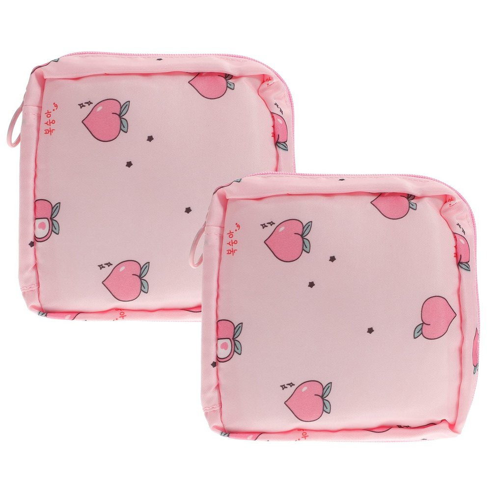 COHEALI 2pcs Napkin Storage Bags for Girls Portable Travel Pouches for Feminine Products Cute Cartoon Design Concealed Zipper for Easy Access