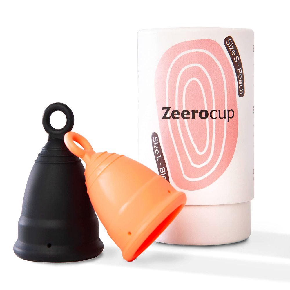 Zeerocup Reusable Menstrual Cup 2 Pack - Small & Large Soft Medical-Grade Silicone Period Cups with Pull-Tab for Easy Removal, Leak-Proof Hygiene - Tampon, Disc & Pad Alternative