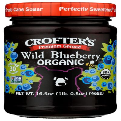 Crofter's Organic Wild Blueberry Fruit Spread, Non GMO, USDA Organic, 16.5 Ounce (Pack of 6)