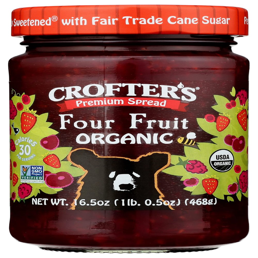 Crofter's Organic Four Fruits Fruit Spread, Non GMO, USDA Organic, 16.5 Ounce (Pack of 6)