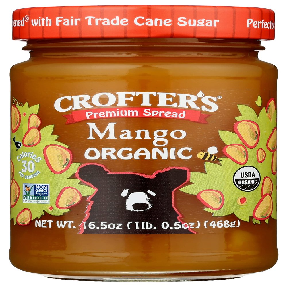 Crofters Organic Premium Mango Fruit Spread, Non GMO, USDA Organic, 16.5 Ounce (Pack of 6), Natural