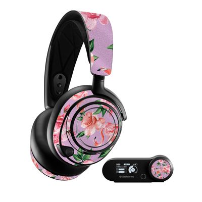 MightySkins Glossy Glitter Skin Compatible With SteelSeries Arctis Nova Pro - Flamingo Rose | Protective, Durable High-Gloss Glitter Finish | Easy to Apply, Remove, and Change Styles | Made in The USA