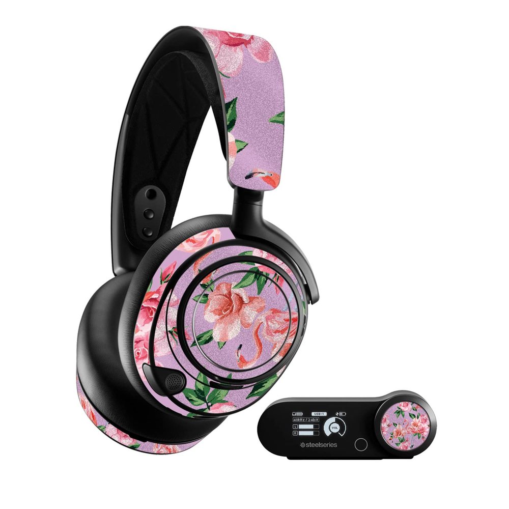 MightySkins Glossy Glitter Skin Compatible With SteelSeries Arctis Nova Pro - Flamingo Rose | Protective, Durable High-Gloss Glitter Finish | Easy to Apply, Remove, and Change Styles | Made in The USA
