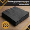 Perfectware 2-Ply Black Beverage Napkins - 300 Count Cocktail Napkins, 10 x 10 Inches view 2