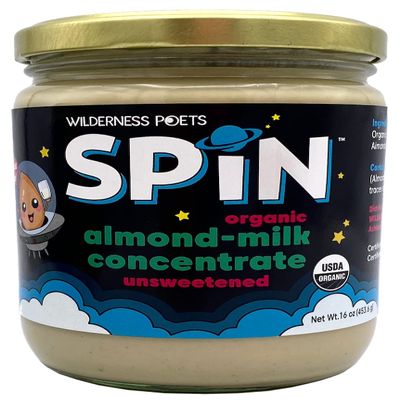 Wilderness Poets SPiN, Organic Almond Milk Concentrate (Unsweetened) - 28 Servings - Make Almond Milk or Non-Dairy Creamer for Coffee, Tea, Lattes, Smoothies and Vegan Desserts (16 Ounce)