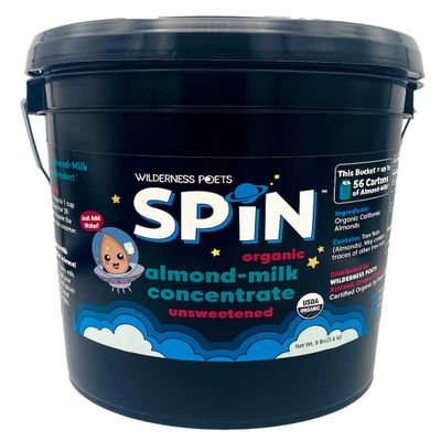 Wilderness Poets SPiN, Organic Almond Milk Concentrate (Unsweetened) - (1 gallon - 8 Pound) - 228 Servings - Make Almond Milk or Non-Dairy Creamer for Coffee, Tea, Lattes, Smoothies and Vegan Desserts (128 Ounce - 8 Pound)