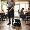 [4 Pack] Pivoting Dust Pan with Plastic Handle 38" Length Black - Plastic Lobby Dustpan with Cover view 4