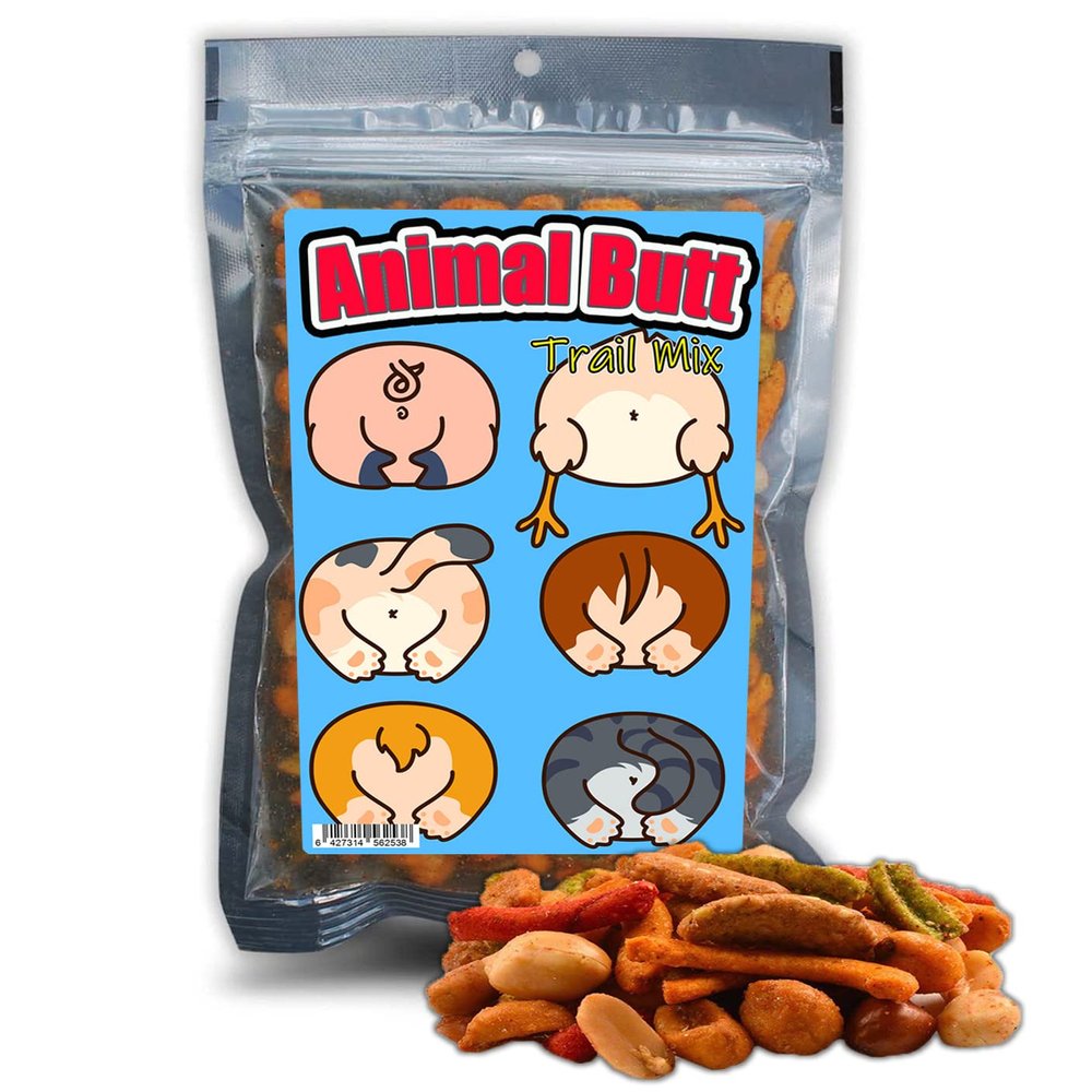 Animal Butt Trail Mix - Funny Snack Mix for Kids and Adults - Gift Ideas for Animal Lovers - Dog Cat Chicken - Stocking Stuffer